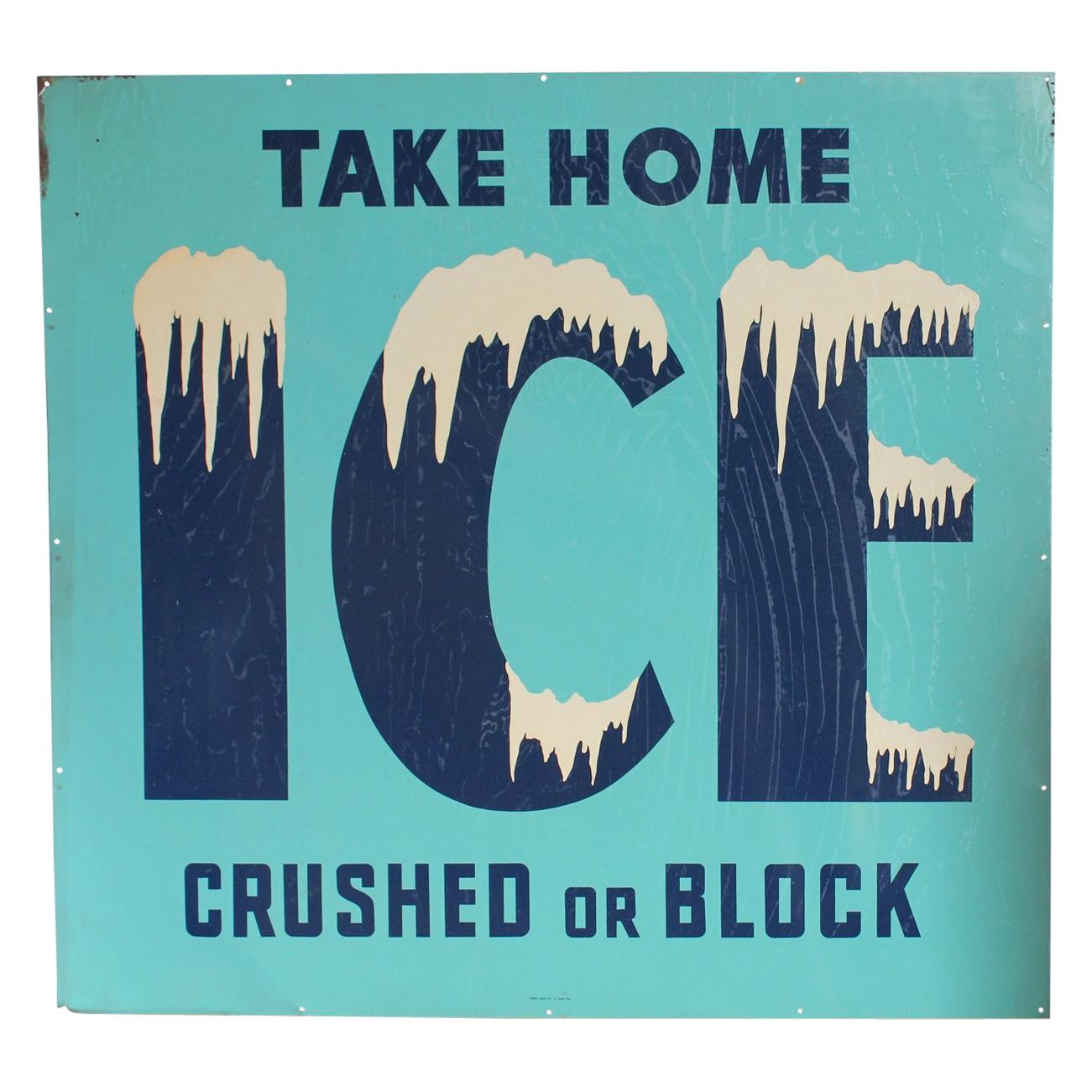 Large 1950s “Take Home Ice Crushed Or Block”