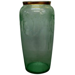 Antique Depression Era Etched and Gilt Art Glass Tall Vase, circa 1930