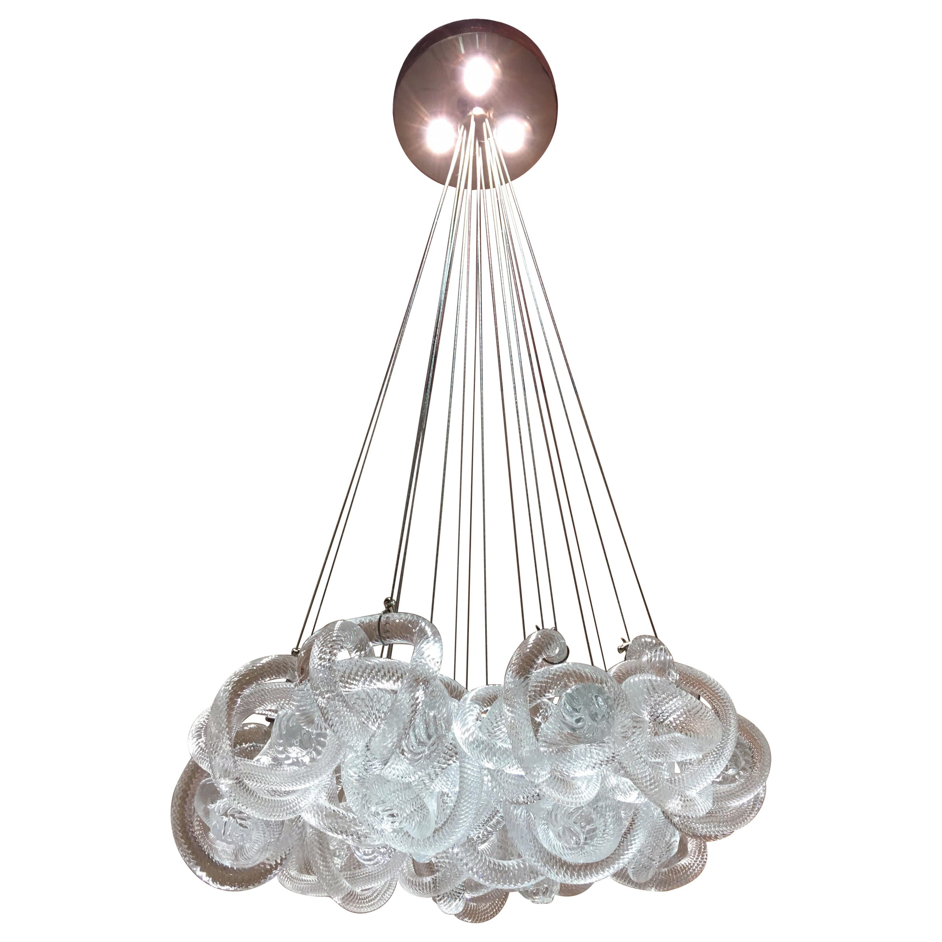 Fusion Z Glass Knot Chandelier at 1stDibs