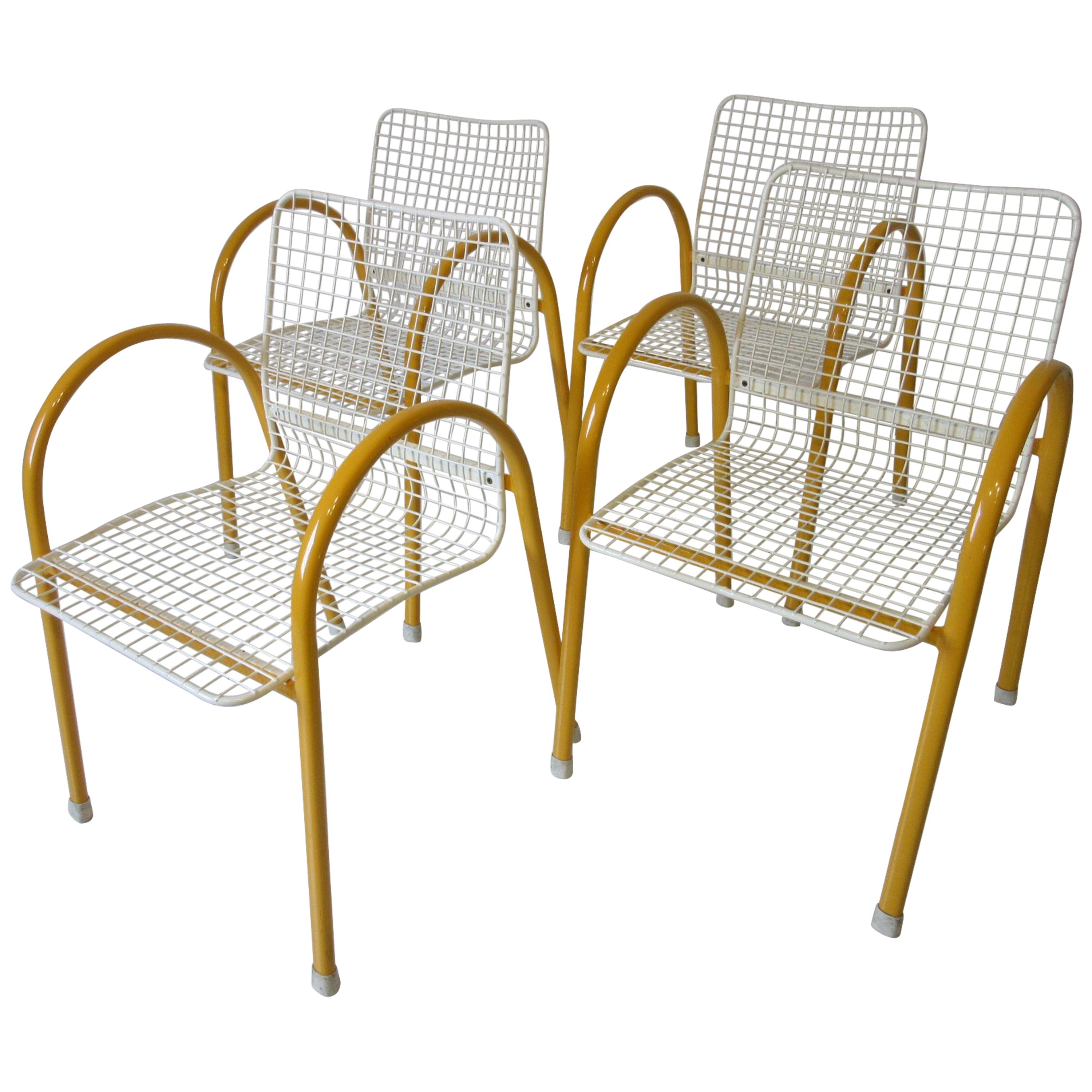 Memphis Styled Italian Stacking Wire Dining Chairs by EMU