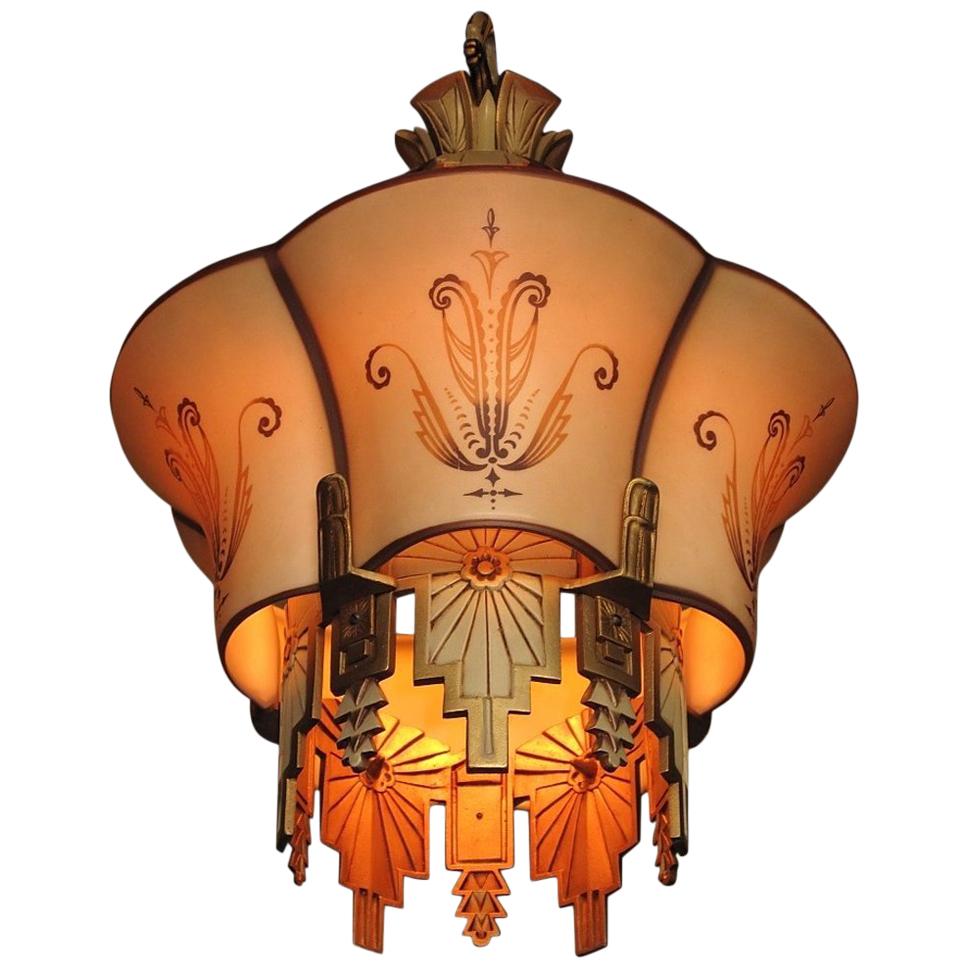Large, Rare Beardslee Chandelier with Matching Sconces For Sale