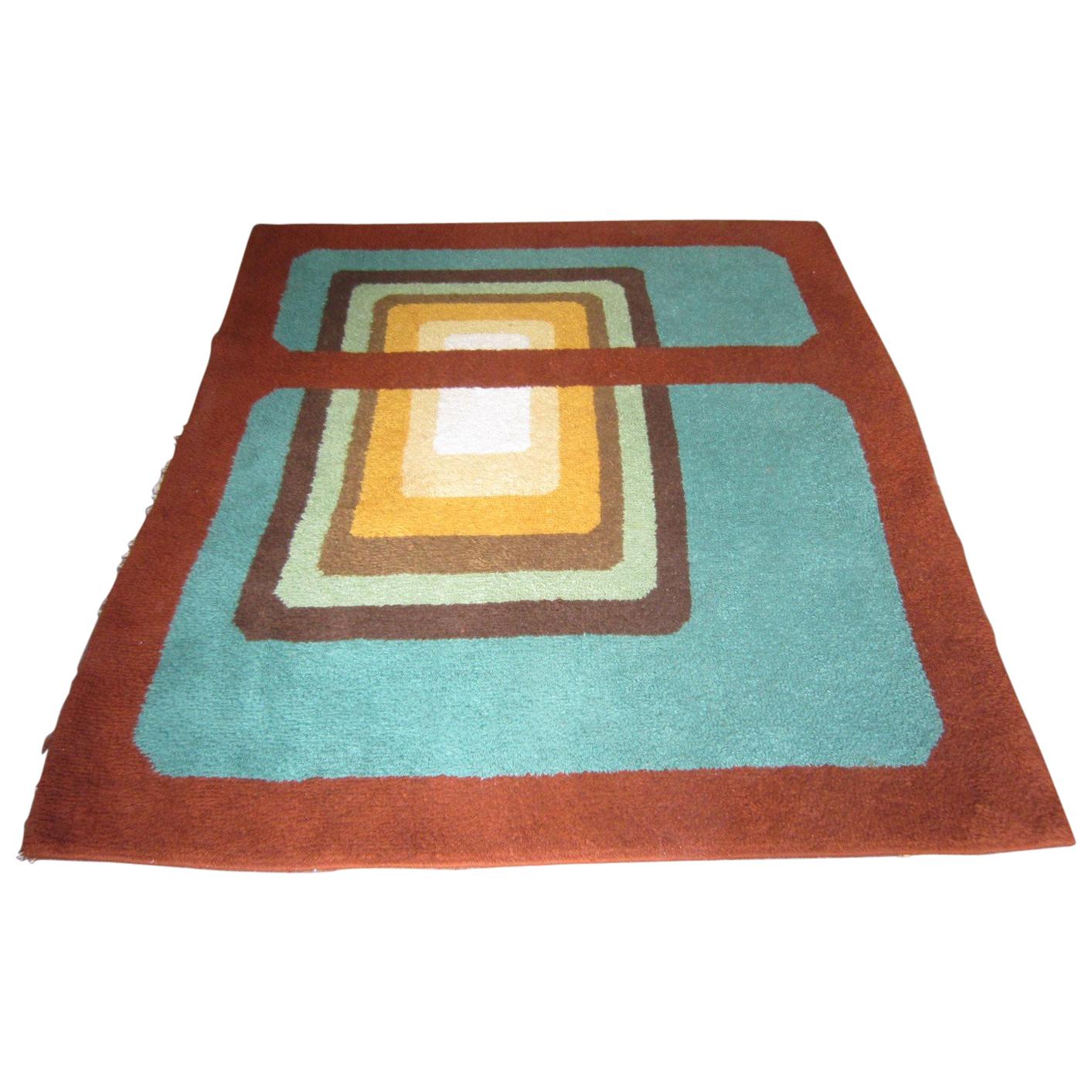 Original Modernist colorful Carpet with Bold Geometric Design For Sale