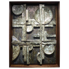 Sculptural Panel #3 Nine Part Custom Framed Studio Ceramic by Artist Titia Estes