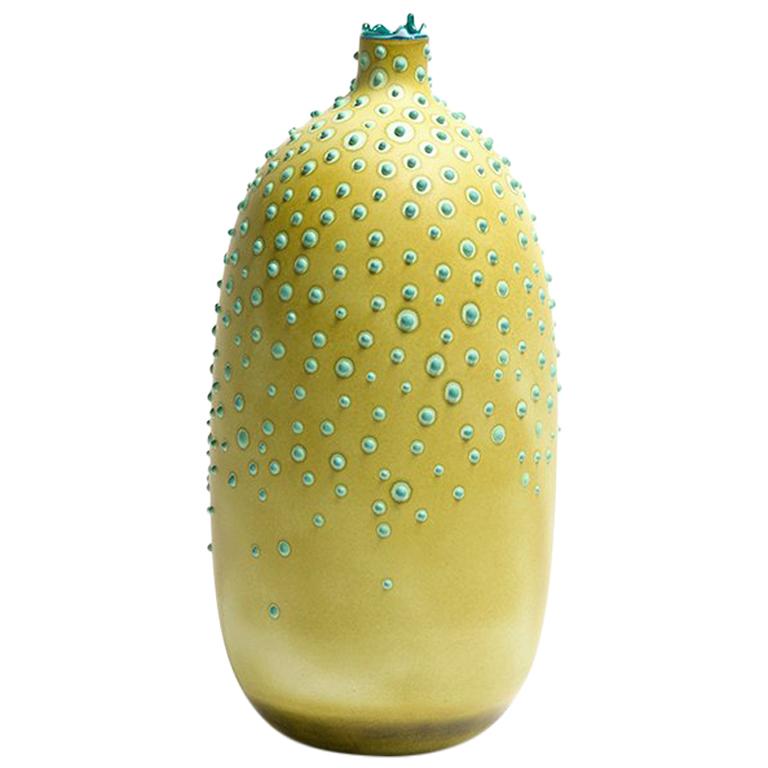 Handmade 21st Century Oblong Huxley Vase in Lichen Green by Elyse Graham