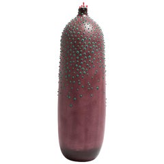 Handmade 21st Century Tall Dubos Vase in Oxblood Red by Elyse Graham