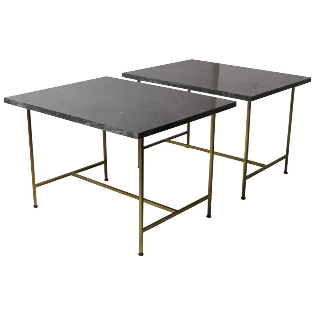 Pair of Brass and Marble End Tables by Paul McCobb