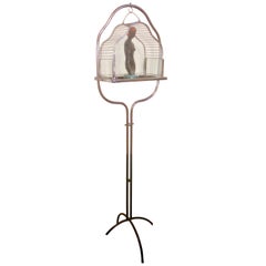 Used Chrome Art Deco Bird Cage on Stand