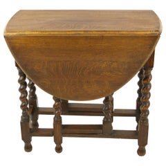 Antiker Gateleg Tisch:: Barley Twist Oval Drop-Leaf Tisch:: Schottland:: 1920er Jahre