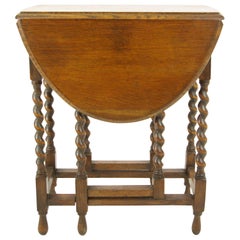 Antique Gateleg Table:: Barley Twist Oval Drop Leaf Table:: Scotland 1920s:: B1417