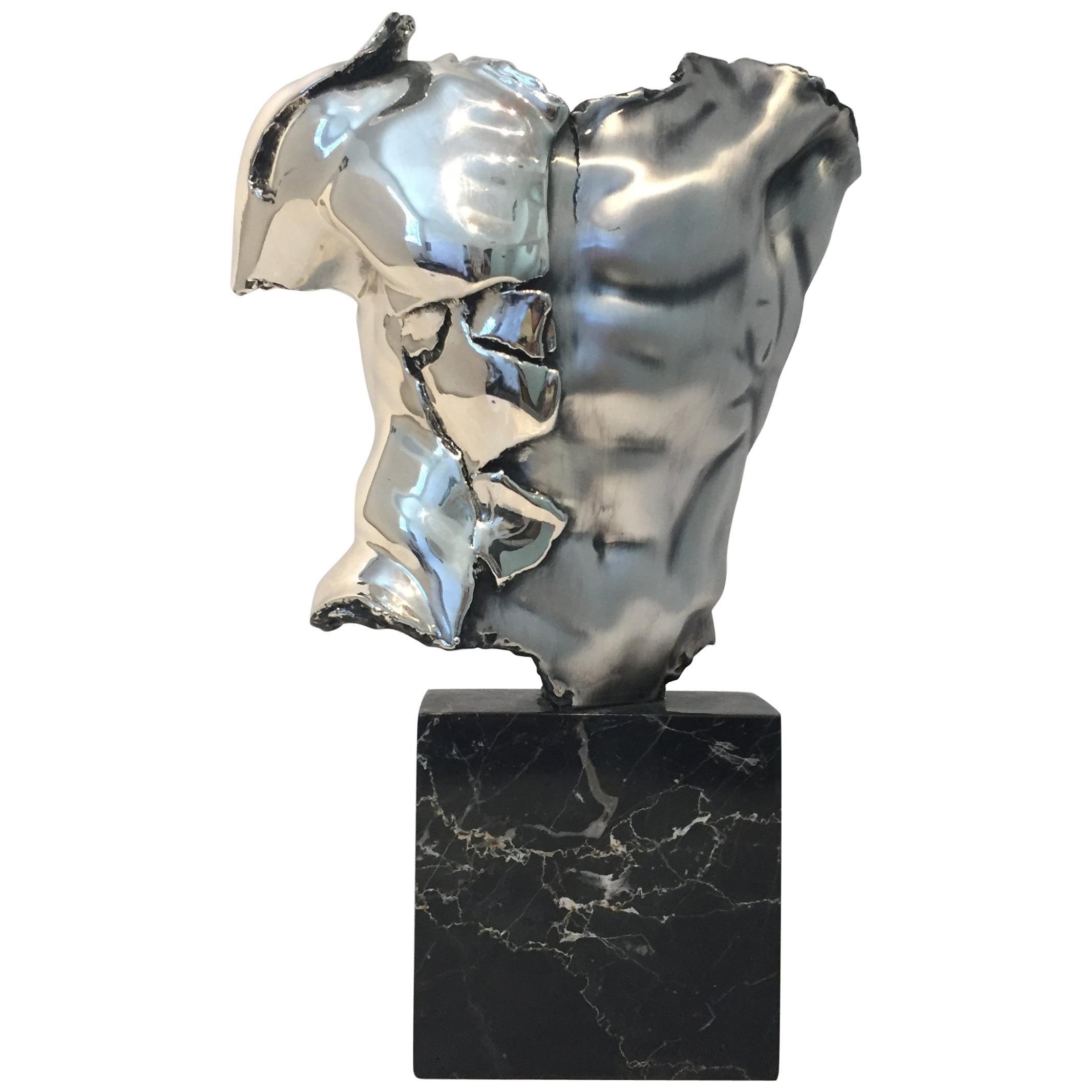 13.75 Inch Bronze Hue Figure Male Torso Artistic Display