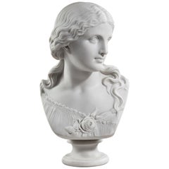 Copeland Parian Ware Bust of “Love” by Raffaelle Monti, Dated 1871