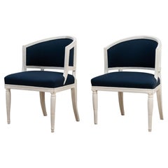 Antique Swedish Gustavian Upholstered Barrel Back Chairs