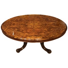 Antique Beautiful Burr Walnut Victorian Period Oval Coffee Table