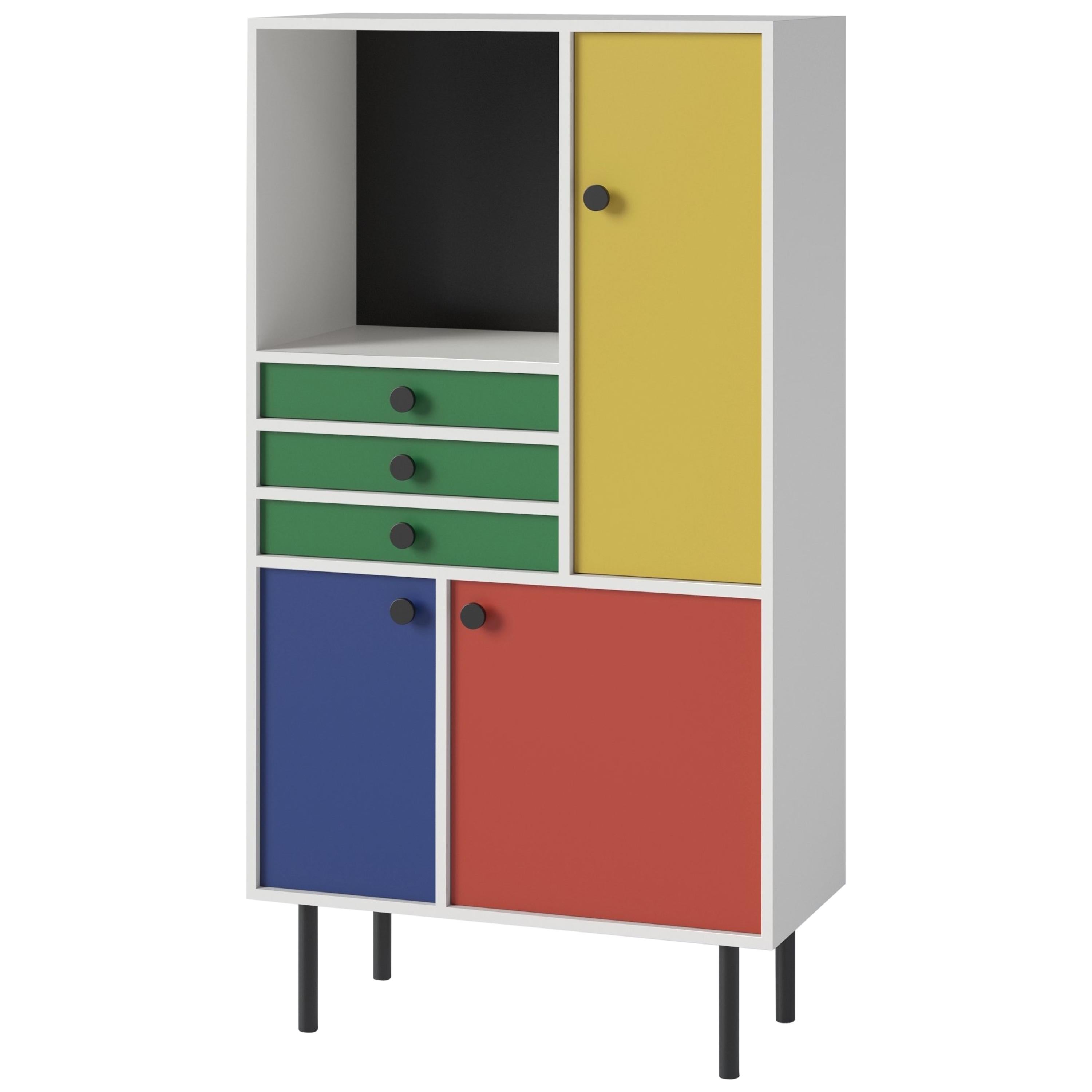 'Avant Garde' Storage Cabinet 'High', Bauhaus Style, Color of Your Choice