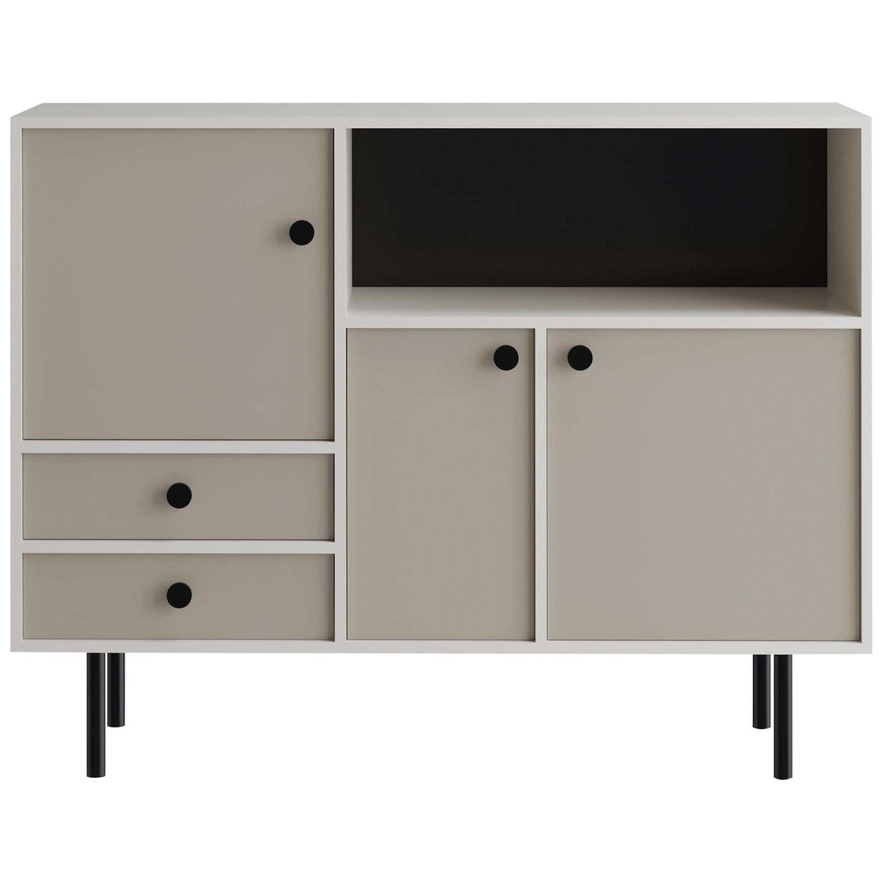 'Avant Garde' Storage Cabinet 'Low,' Bauhaus Style, Color of Your Choice