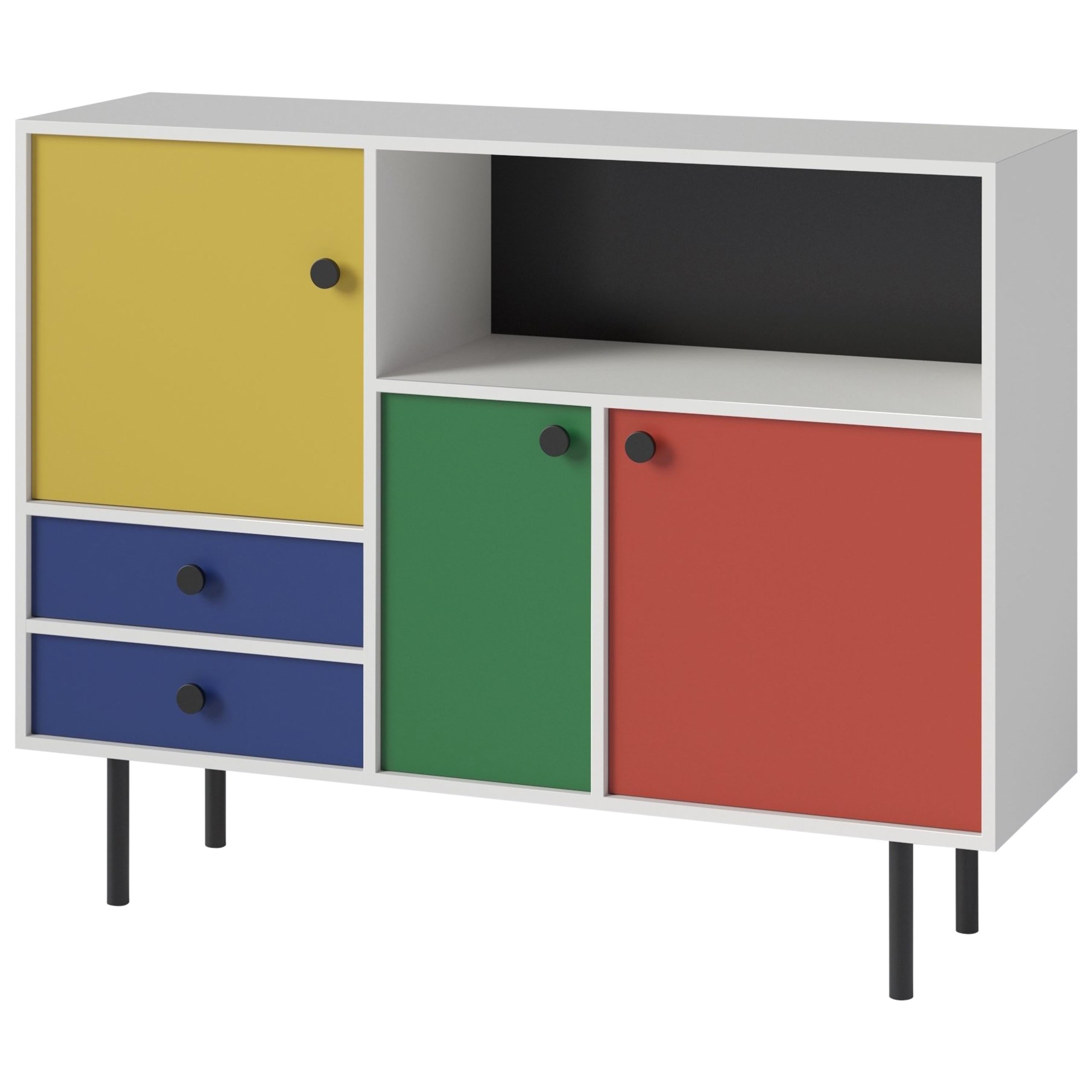 'Avant Garde' Storage Cabinet (Low), Bauhaus Style, Color of Your Choice For Sale