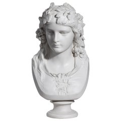 Antique Copeland Parian Ware Bust of the “Hop Queen” by Joseph Durham, Dated 1873