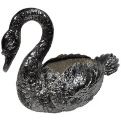Antique German Silver Swan Centerpiece Bowl with Hinged Wings