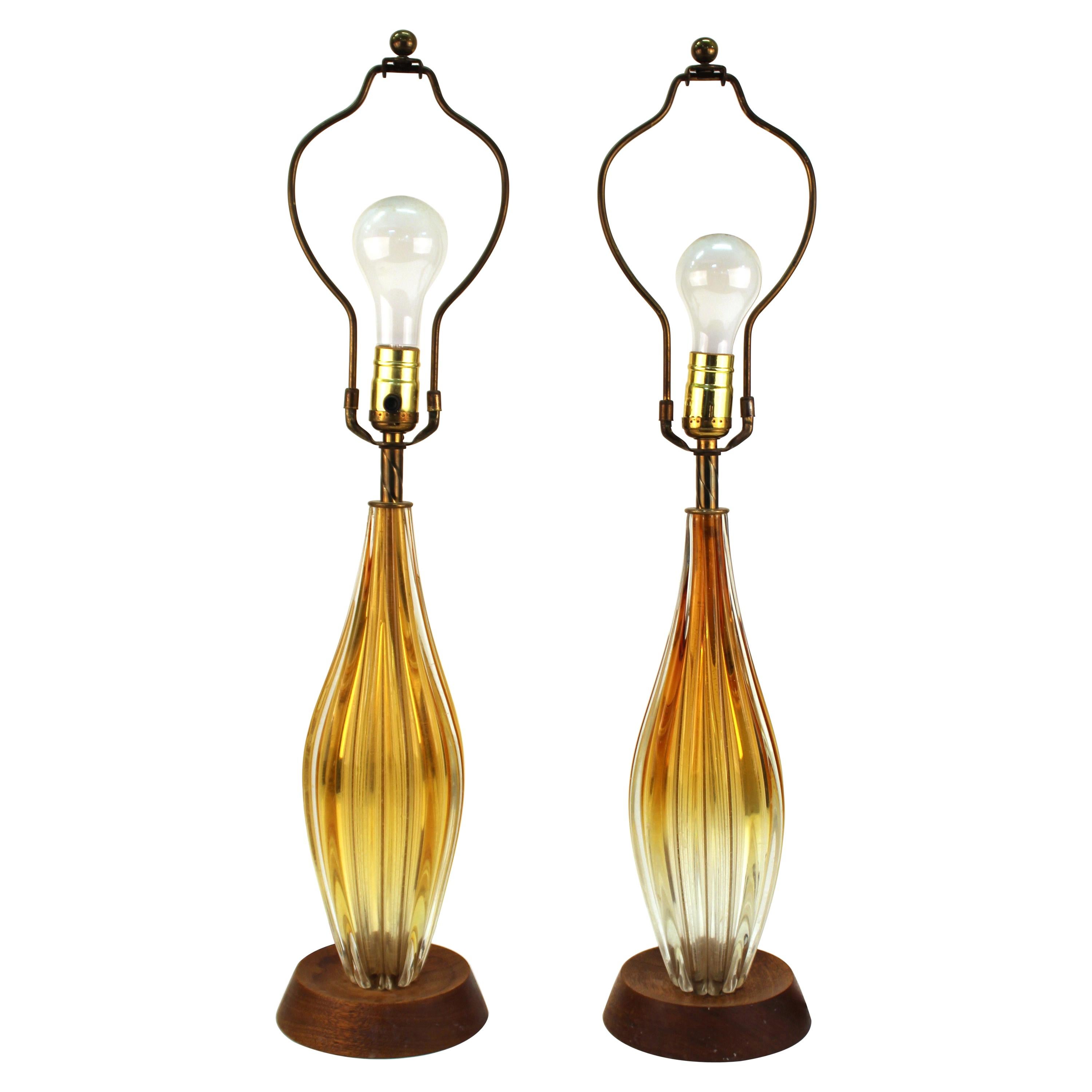 Italian Mid-Century Modern Glass Table Lamps