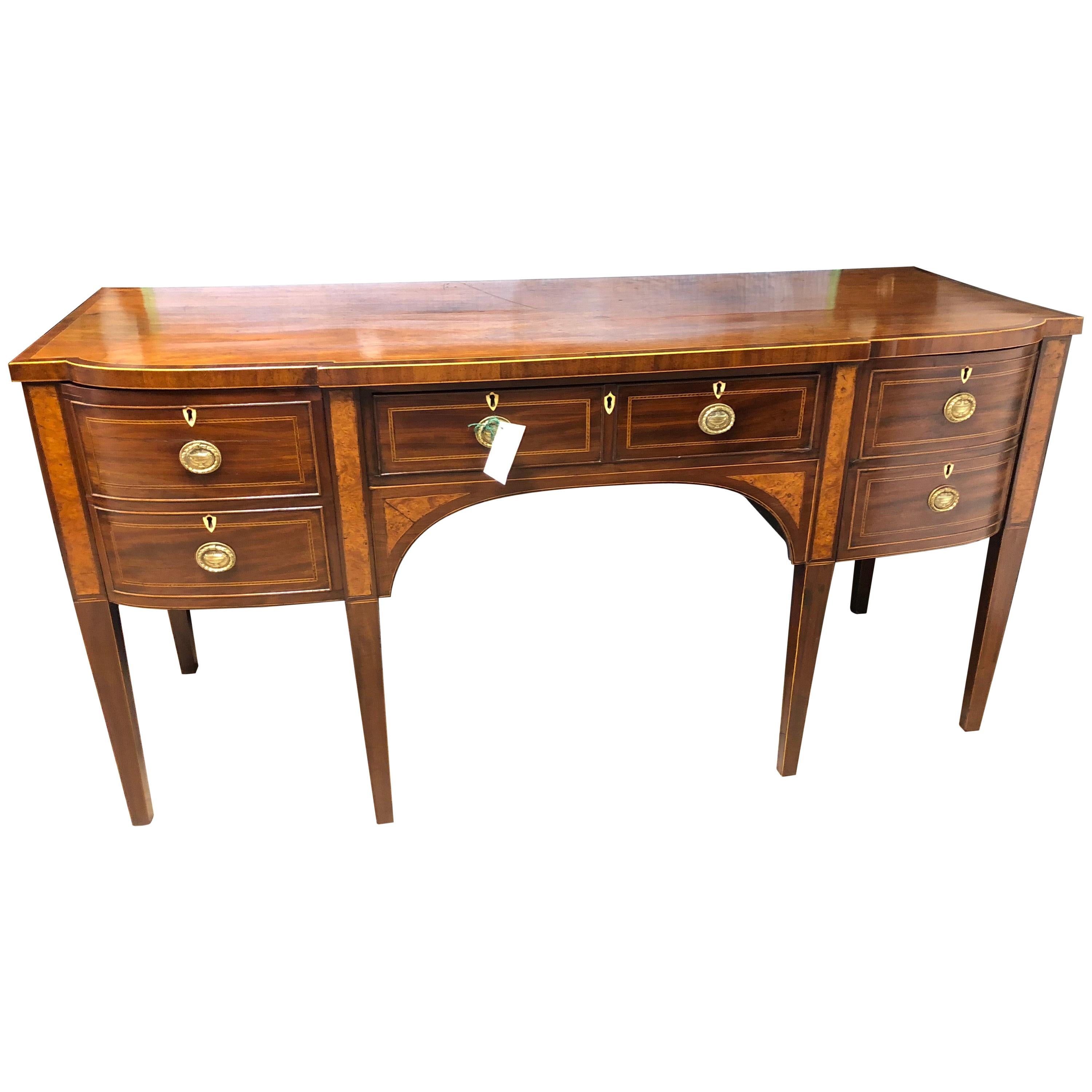 English Regency Sideboard with Fine Inlays, Escutechons, and Banded Top