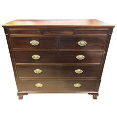 Large English Mahogany Chest with Reeded Sides and Secret Drawer