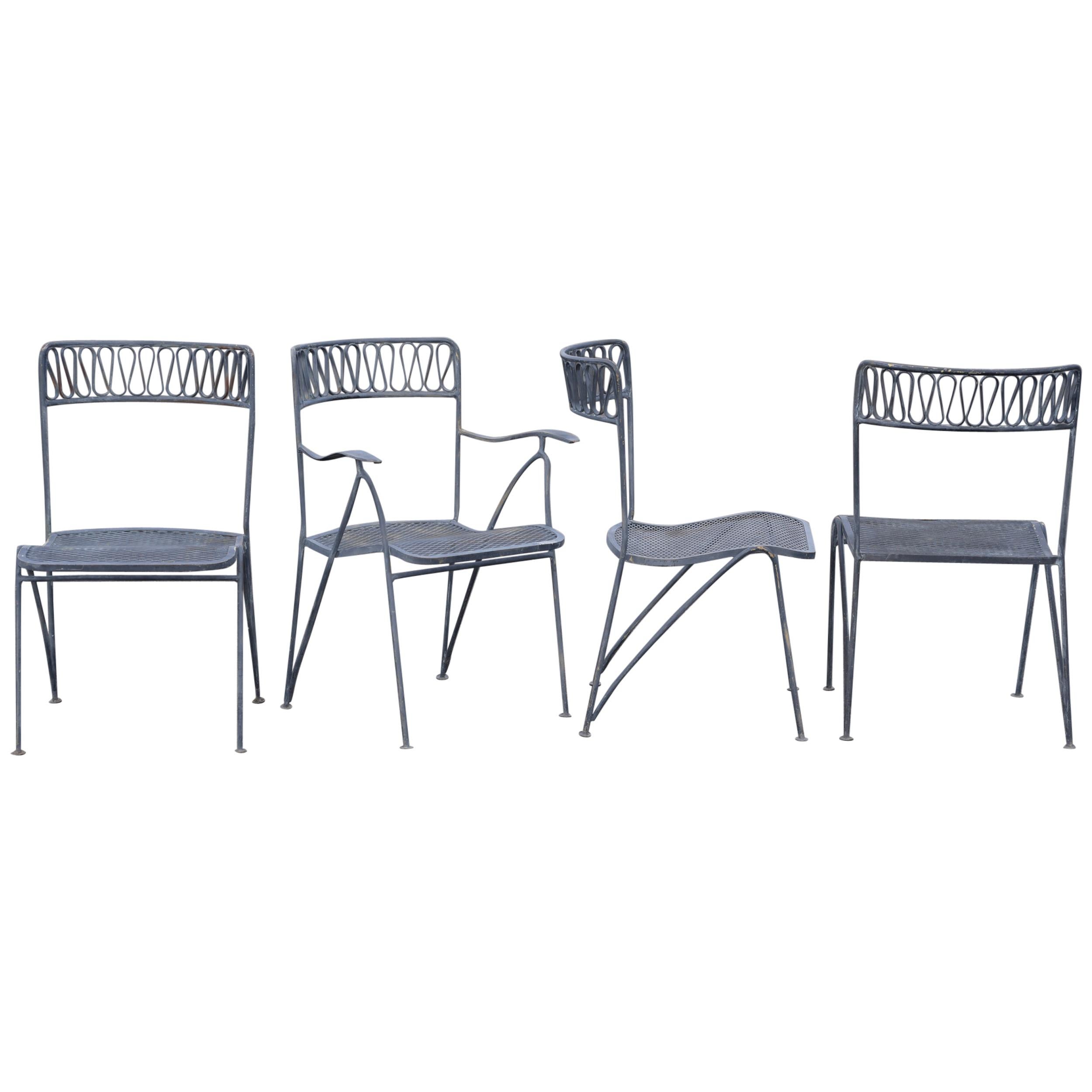 Set of 4 Cool Mid-Century Modern Maurizio Tempestini for Salterini Ribbon Chairs