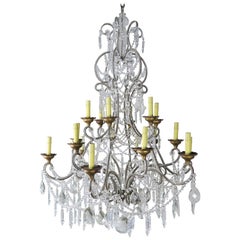 '12' Light Monumental Italian Crystal Beaded Chandelier