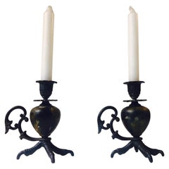 Pair of Gothic Talon, Rooster Claw Chamber Candlesticks, Early 20th Century