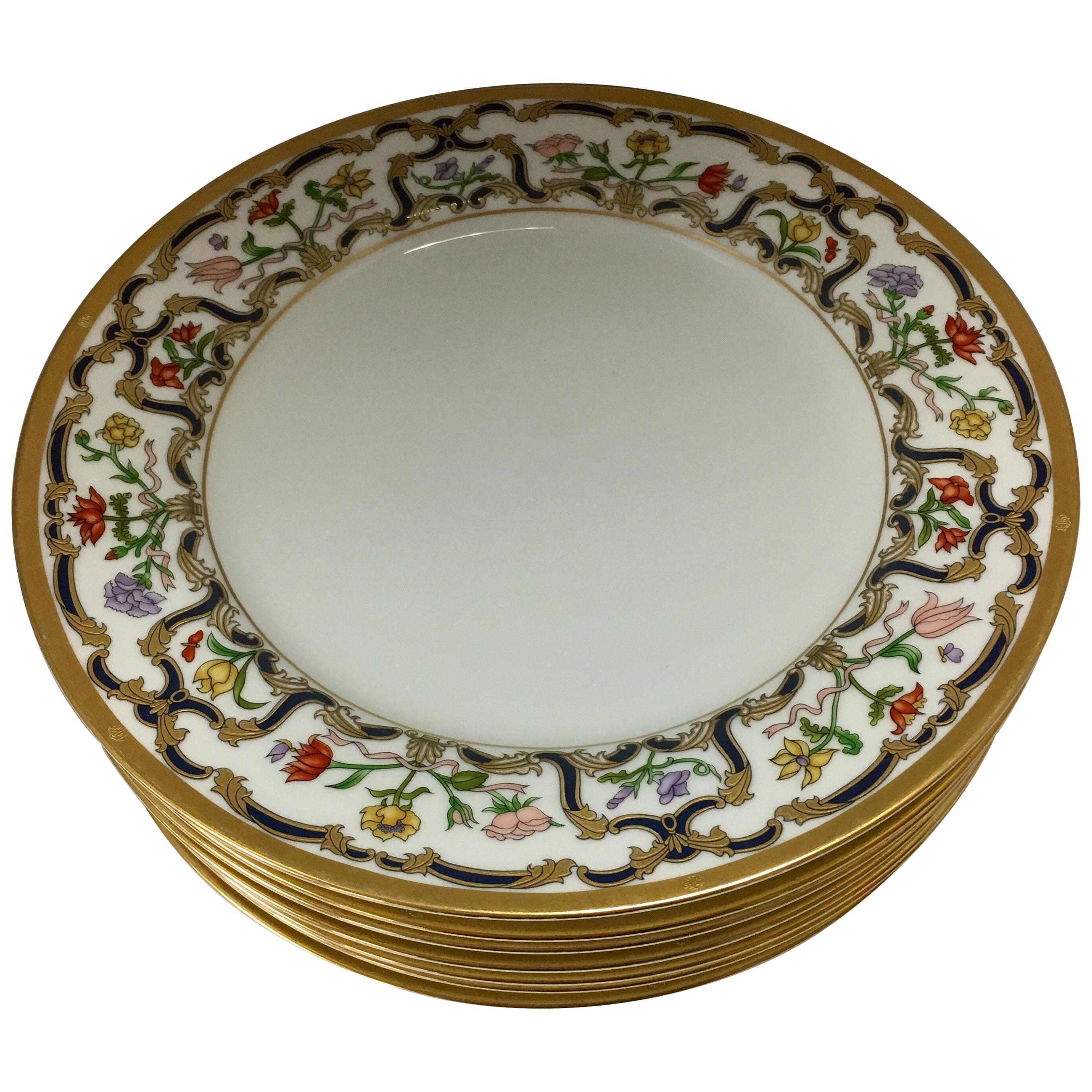Set of Seven Christian Dior Renaissance Fine China Porcelain Dinner Plates