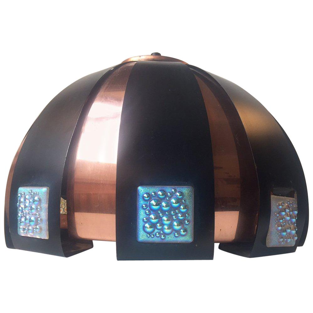 Danish 'Moonscape' Copper Ceiling Lamp by Werner Schou for Coronell, 1960s For Sale