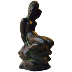 Le sculpteur en bronze de Hans Kongslev « La princesse et le paon » - H. Ch. Andersen, années 1940