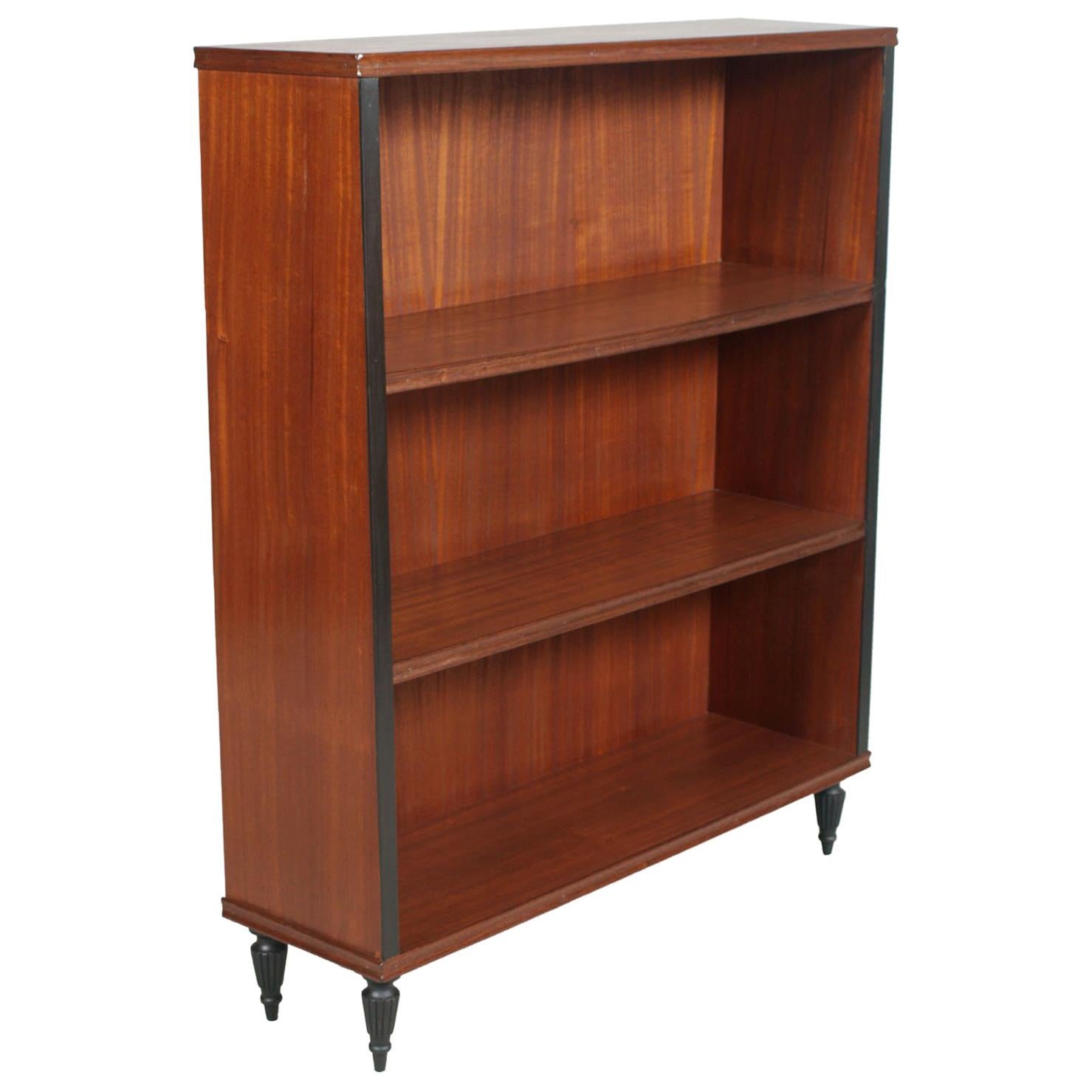 1930s Italy, Art Decò, Bookcase in Walnut and Mahogany by Cantù , Wax-Polished