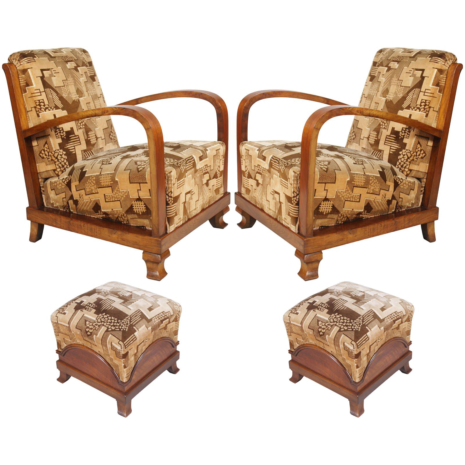 Early 20th Century, Pair Italy Art Deco Armchairs, Fortunato Depero attributet For Sale