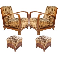 Early 20th Century, Pair Italy Art Deco Armchairs, Fortunato Depero attributet