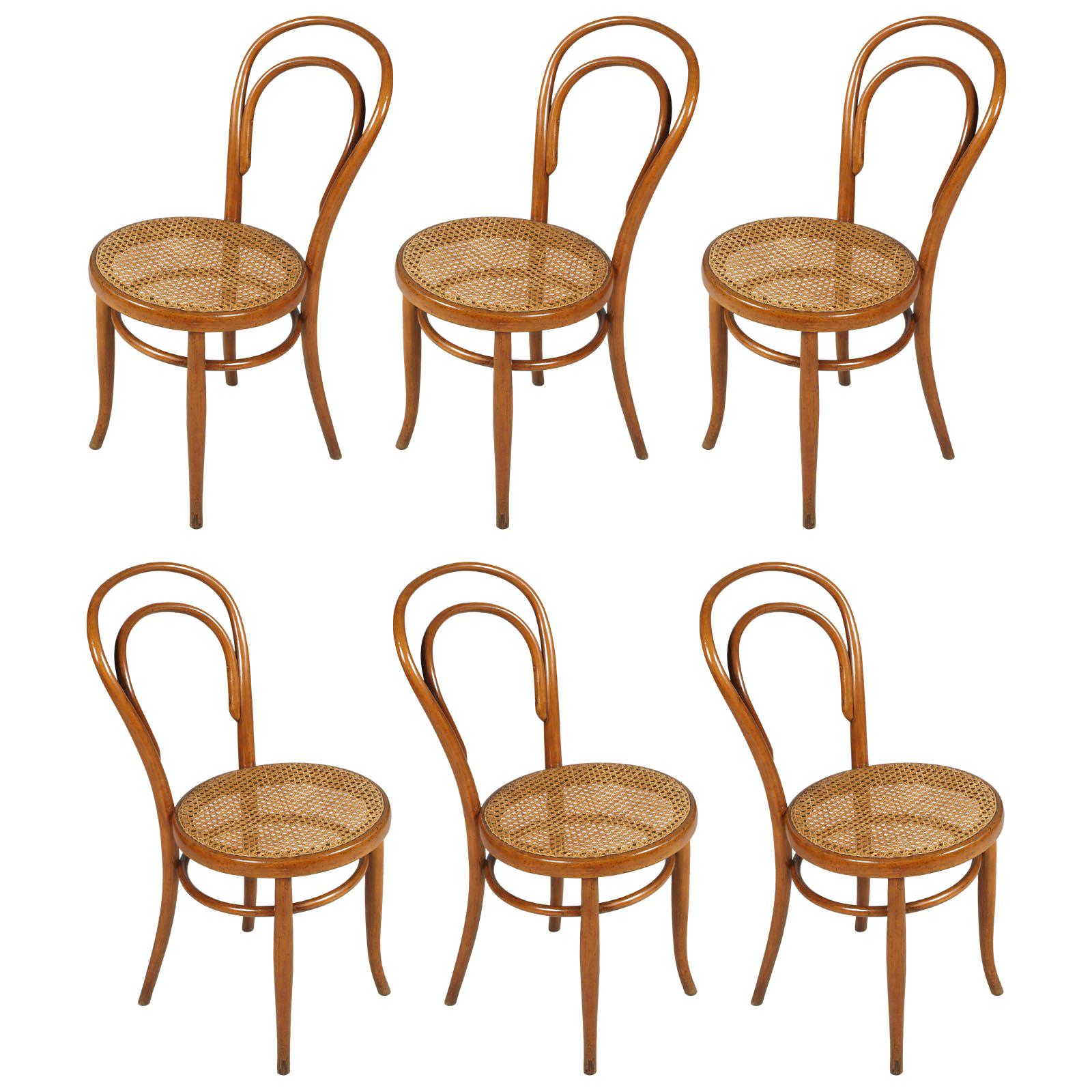 Six Chairs Model 14 by Thonet, Designed Mid-19th Century, Produced in the 1930s
