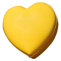 Boîte à bijoux en porcelaine de Limoges, jaune canari, boîte à cœurs