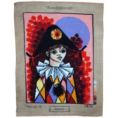 Handmade Vintage French Tapestry Arlequin, 1980s, 1C604