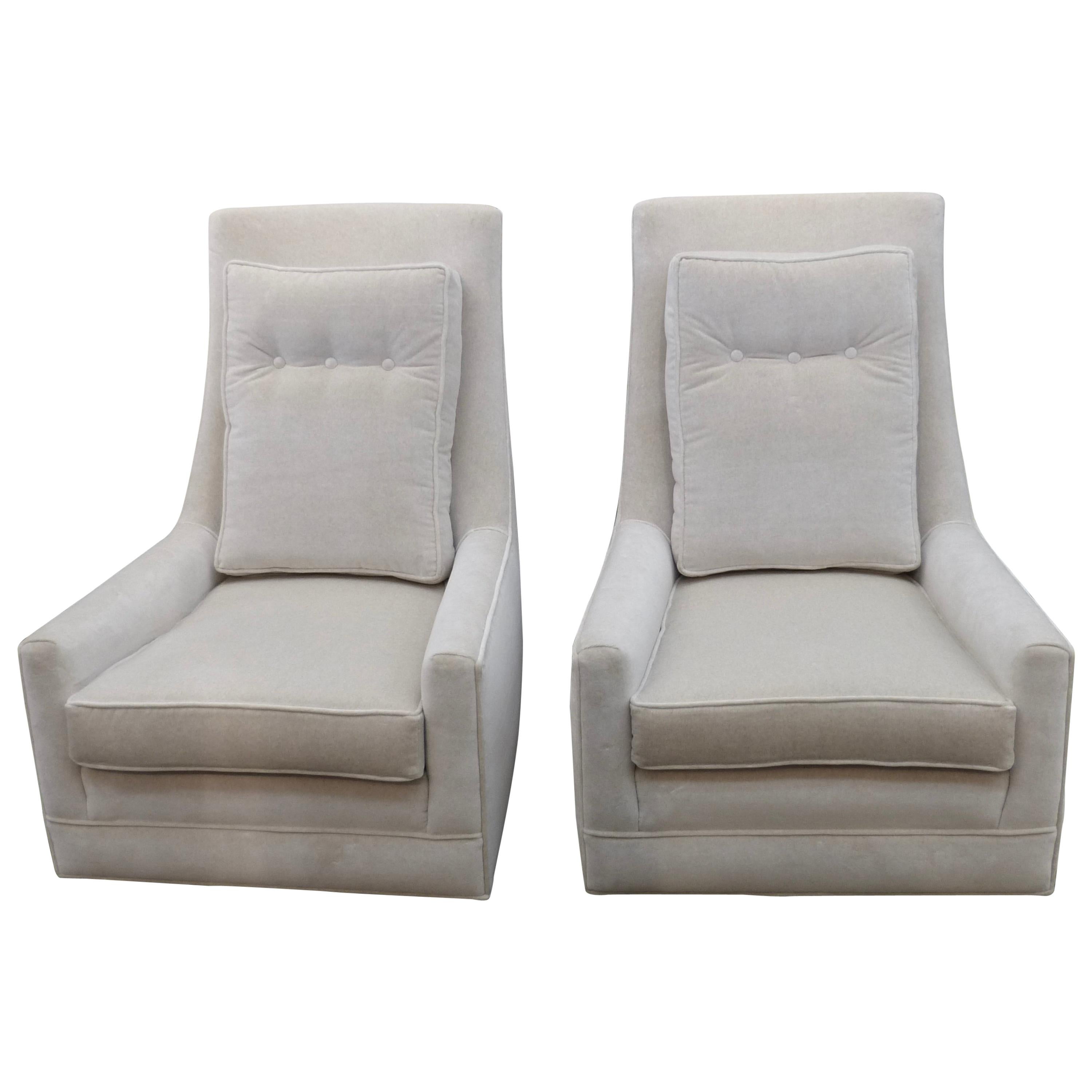 Pair of Vintage High Back Lounge Chairs 
