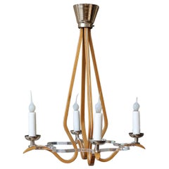 Midcentury Bentwood and Lucite Chandelier