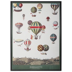 Vintage Piero Fornasetti 'Designer of Dreams' Hot Air Balloons Framed Poster