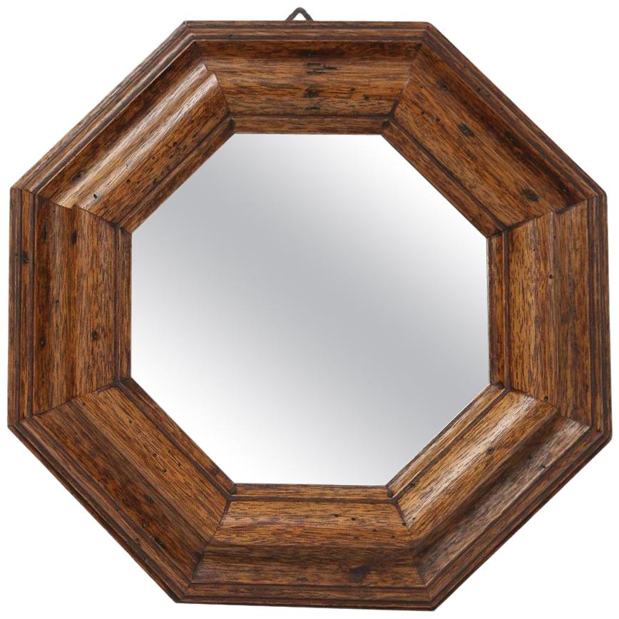 Italian Vintage Octagonal Mirror of Fruitwood and Fine Quality For Sale