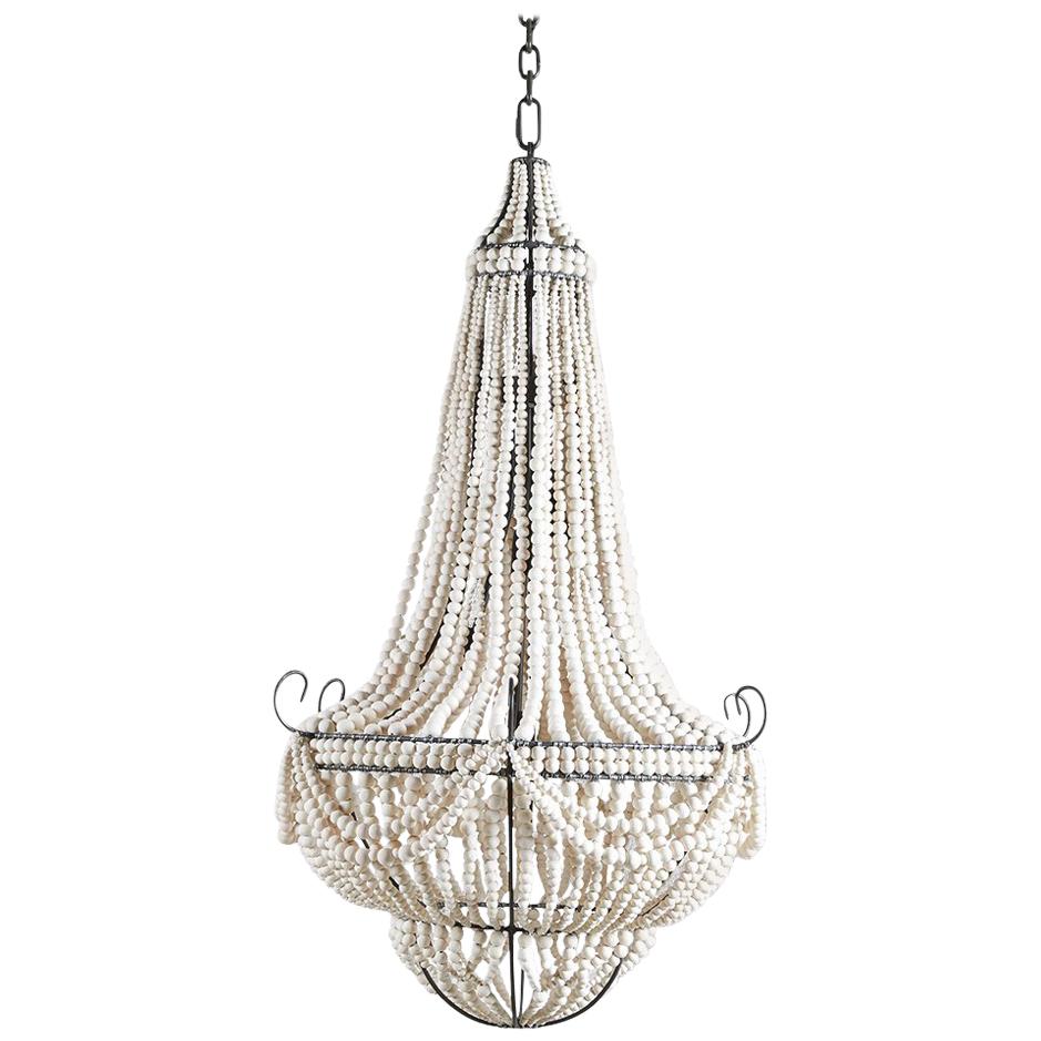 Klaylife Ornate, White Handmade Clay Beaded Chandelier, 21st Century For Sale
