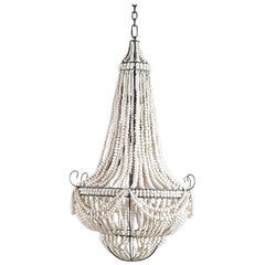 Klaylife Ornate, White Handmade Clay Beaded Chandelier, 21st Century