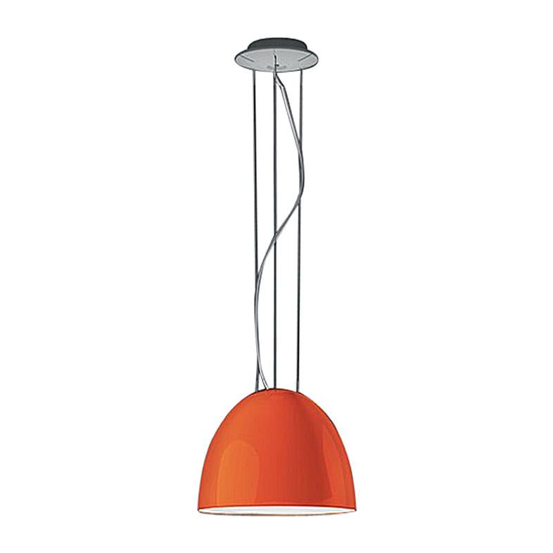 Artemide Nur Mini Suspension Light 100W E26/A19 in Orange For Sale