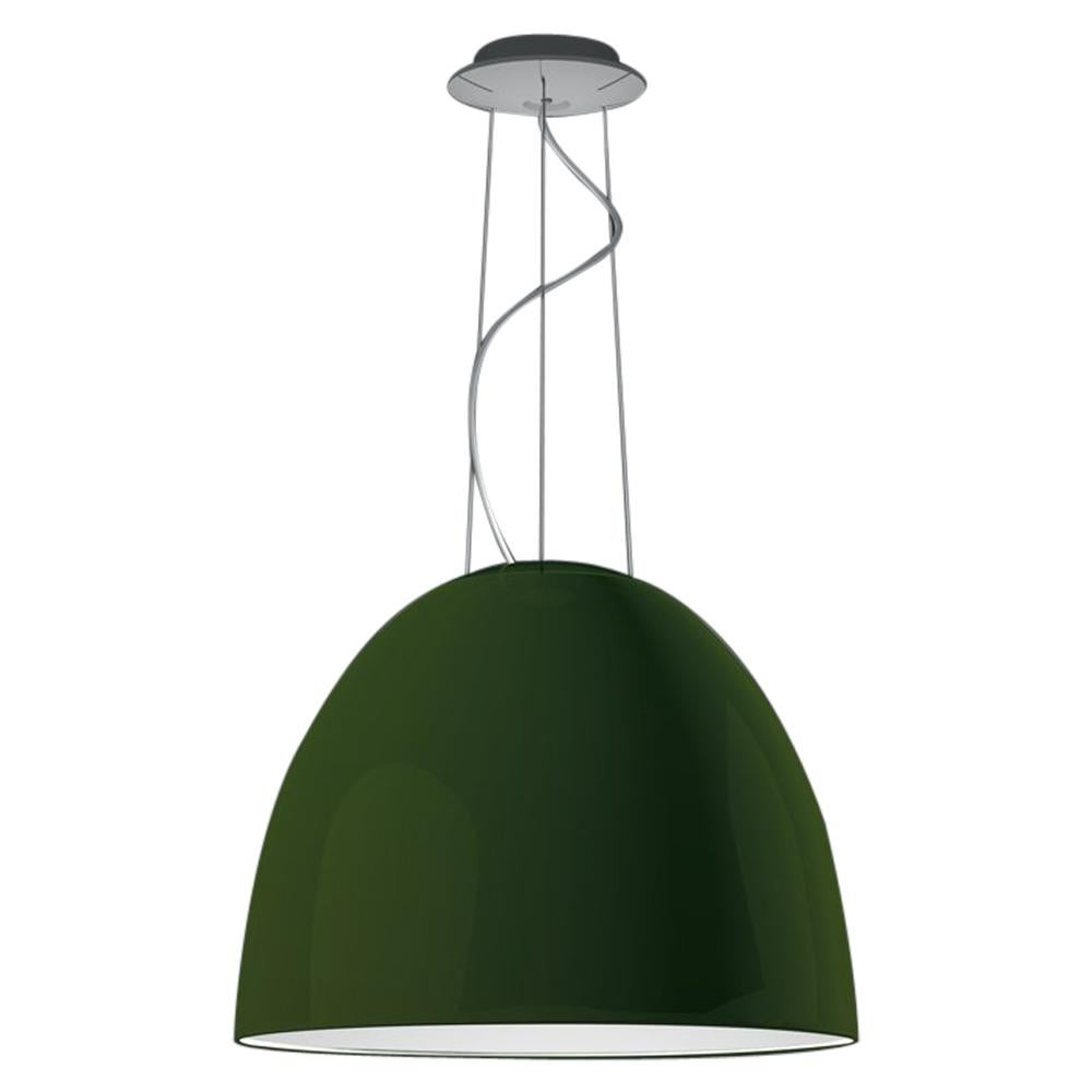 Artemide Nur Suspension Light 150W E26/A19 in Gloss Green For Sale