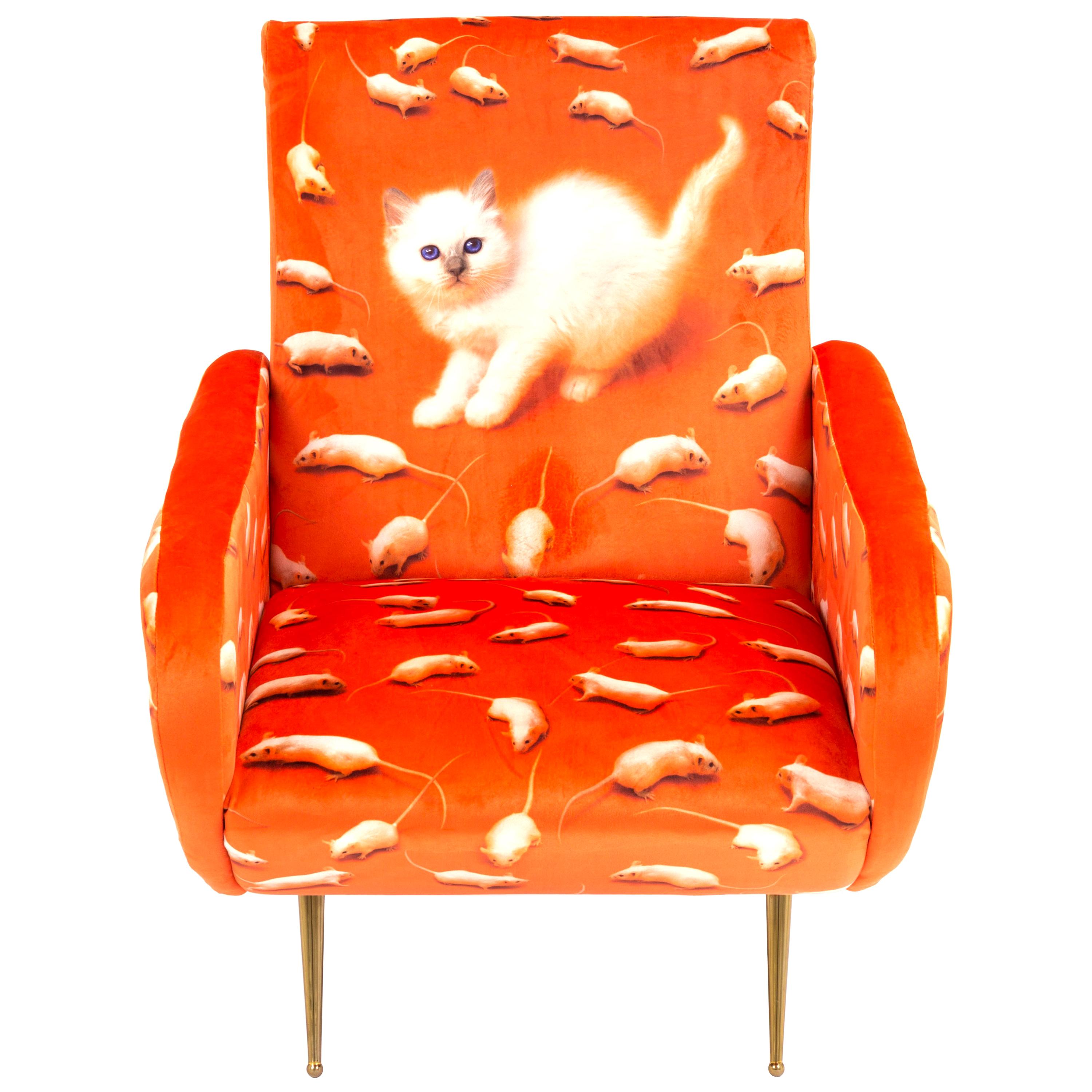 Seletti "Kitten" Upholstered Armchair by Toiletpaper Magazine For Sale