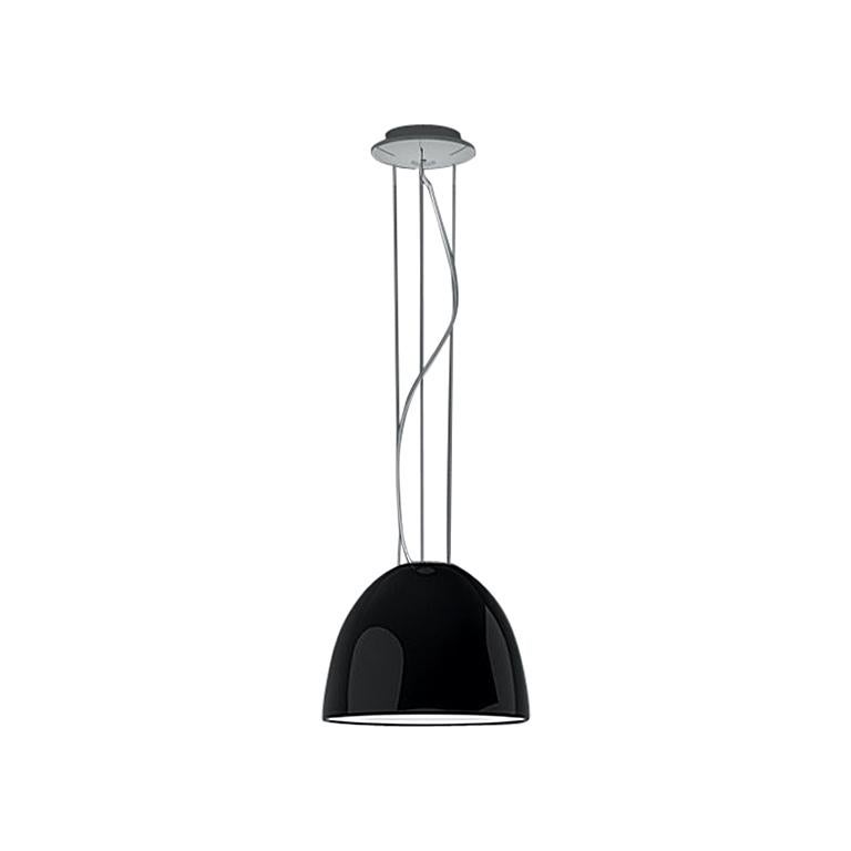 Artemide Nur Mini Suspension Light 100W E26/A19 in Gloss Black For Sale