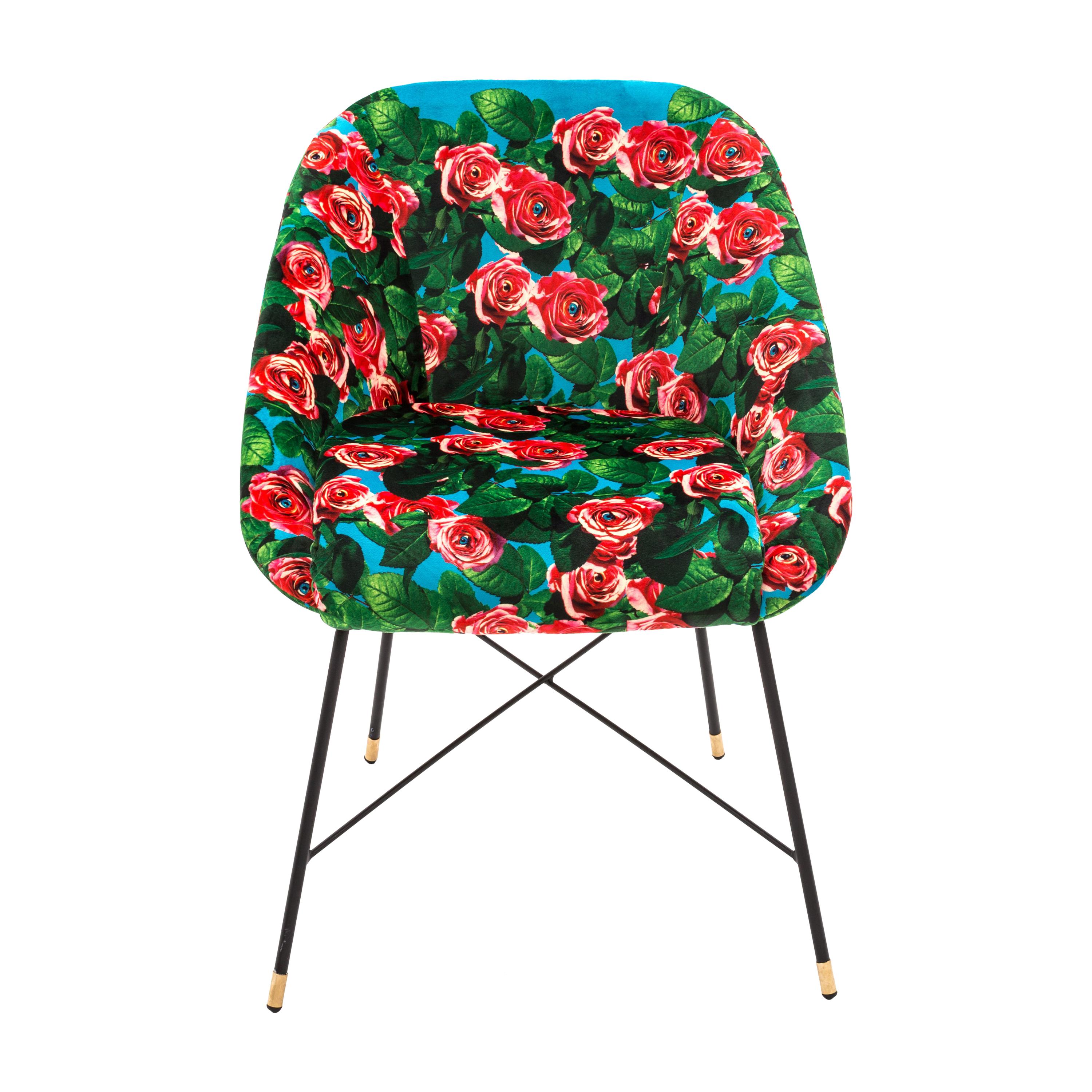 Chaise d'appoint tapissée « Roses » de Seletti par Toiletpaper