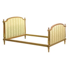 Vintage French Louis XVI Style Carved Giltwood Bed Frame with Rails, circa 1900