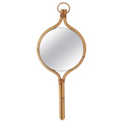 1950s Louis Sognot Drop Water Rattan Mirror